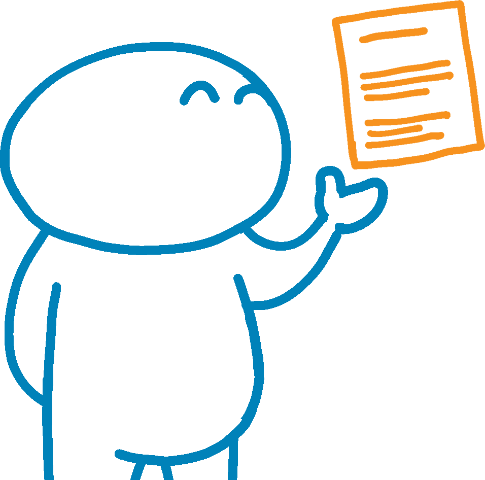 Illustration of person holding up a sheet of paper